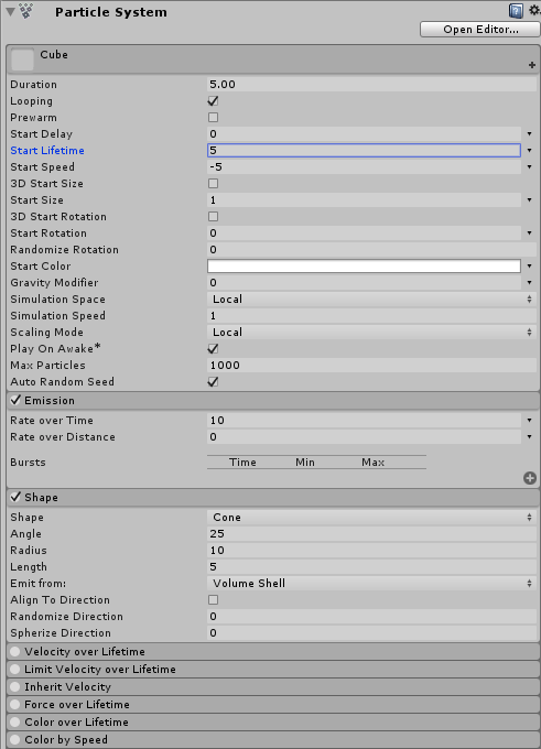 Unity Particle System Inward Moving Particles